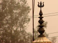 Trishul on top of a Hindu temple